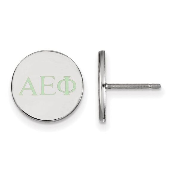 Sterling Silver Alpha Epsilon Phi Enamel Greek Letters Post Earrings - Picture 1 of 3